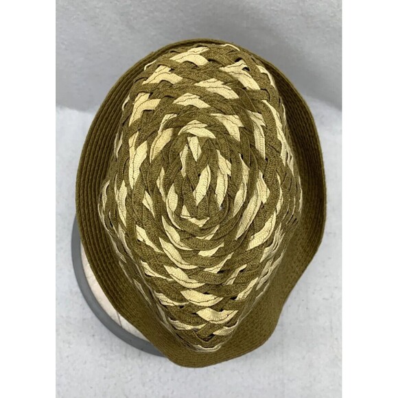 Woven 100% Paper Straw Fedora Hat Olive Green Women’s Large/ Extra Large - Picture 6 of 9